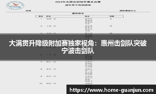 大满贯升降级附加赛独家视角：惠州击剑队突破宁波击剑队